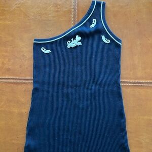 Karl Lagerfeld Dark Blue Asymmetrical Tank Top